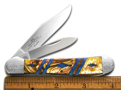 W.R. Case XX Knives Copperhead Diamond Series 1/500 Butter Rum & Blue Luster Corelon 9249BRBL/DE Stainless Pocket Knife