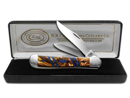 W.R. Case XX Knives Copperhead Diamond Series 1/500 Butter Rum & Blue Luster Corelon 9249BRBL/DE Stainless Pocket Knife