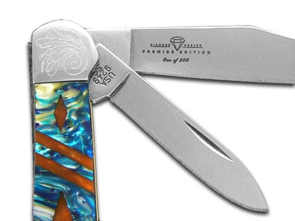 W.R. Case XX Knives Copperhead Diamond Series 1/500 Cat's Eye & Burly Oak Corelon 9249CEBO/DE Stainless Pocket Knife