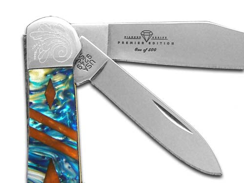 W.R. Case XX Knives Copperhead Diamond Series 1/500 Cat's Eye & Burly Oak Corelon 9249CEBO/DE Stainless Pocket Knife