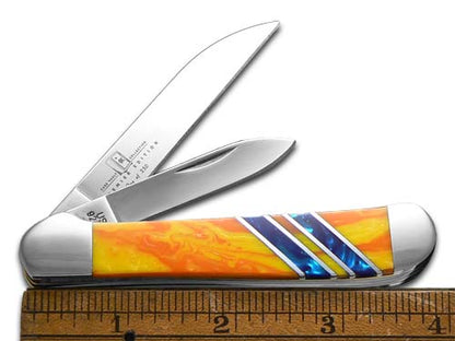 W.R. Case XX Knives Copperhead Vault Collection 1/250 Yellowish Orange & Blue Cloud Corelon 9249W-YOBC Stainless Pocket Knife