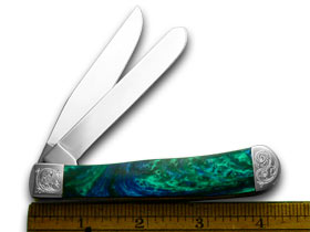 W.R. Case XX Knives Engraved Bolster Series Genuine Aquarius Corelon Trapper Pocket Knife 9254AQ/E