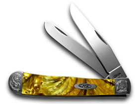 W.R. Case XX Knives Engraved Bolster Series Genuine Butter Rum Corelon Trapper Pocket Knife 9254BR/E