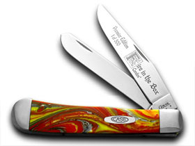 W.R. Case XX Knives Genuine Fire in Box Corelon 1/500 Trapper Pocket Knife 9254FIB