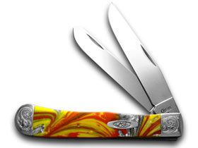 Case XX™ Knives Trapper Engraved Bolster Fire In The Box Corelon Pocket Knife 9254FIB/E