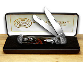 W.R. Case XX Knives Engraved Bolster Series Genuine Man Black Corelon Trapper Pocket Knife 9254MB/E