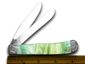 Case XX™ Knives Trapper Engraved Bolster Rainbow Corelon Stainless Pocket Knife 9254RB/E