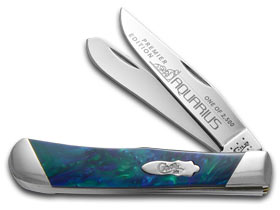 W.R. Case XX Knives Slant Series Aquarius Corelon Trapper 1/2500 Stainless Pocket Knife S9254AQ