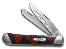 W.R. Case XX Knives Slant Series Black Lava Corelon Trapper 1/2500 Stainless Pocket Knife S9254BKL