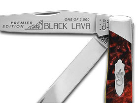 W.R. Case XX Knives Slant Series Black Lava Corelon Trapper 1/2500 Stainless Pocket Knife S9254BKL