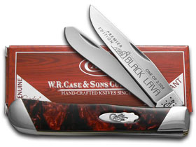 W.R. Case XX Knives Slant Series Black Lava Corelon Trapper 1/2500 Stainless Pocket Knife S9254BKL