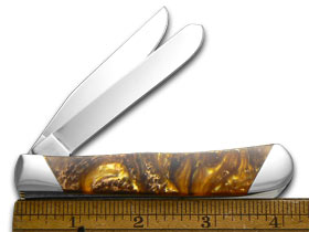 W.R. Case XX Knives Slant Series Butter Rum Corelon Trapper 1/2500 Stainless Pocket Knife S9254BR