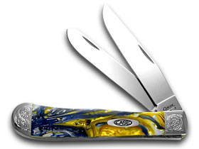 Case XX™ Knives Trapper Engraved Bolster Sapphire Glow Corelon Stainless 9254SG/E