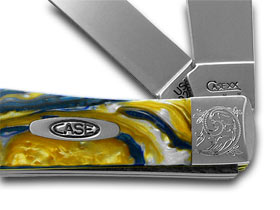 Case XX™ Knives Trapper Engraved Bolster Sapphire Glow Corelon Stainless 9254SG/E