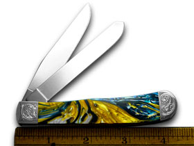 Case XX™ Knives Trapper Engraved Bolster Sapphire Glow Corelon Stainless 9254SG/E