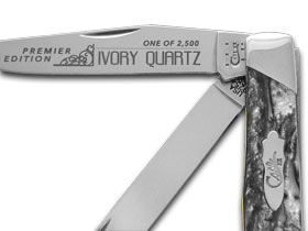 W.R. Case XX Knives Slant Series Ivory Quartz Corelon Trapper 1/2500 Stainless Pocket Knife S9254IQ