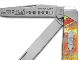 W.R. Case XX Knives Slant Series Rainbow Corelon Trapper 1/2500 Stainless Pocket Knife S9254RB