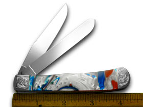 W.R. Case XX Knives Engraved Bolster Series Genuine Star Spangled Trapper Pocket Knife 9254STAR/E