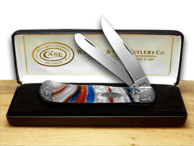 W.R. Case XX Knives Engraved Bolster Series Genuine Star Spangled Trapper Pocket Knife 9254STAR/E