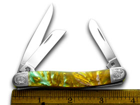 Case XX™ Knives Medium Stockman Engraved Bolster Abalone Corelon Pocket Knife 9318AB/E