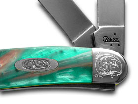 W.R. Case XX Knives Engraved Bolster Series Coral Sea Genuine Corelon Stockman Pocket Knife 9318CS/E