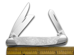 W.R. Case XX Knives Slant Series White Pearl Corelon Medium Stockman 1/2500 Pocket Knife S9318WP