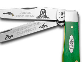 W.R. Case XX Knives Judge Roy Bean Lawmen of Old West Green Bone 1/500 Trapper Pocket Knife GB-JRB