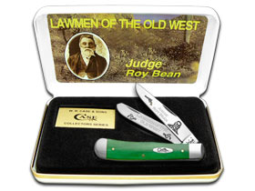 W.R. Case XX Knives Judge Roy Bean Lawmen of Old West Green Bone 1/500 Trapper Pocket Knife GB-JRB