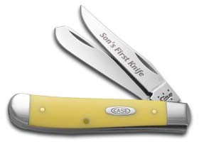 W.R. Case XX Knives Son's First Yellow Delrin Mini Trapper Stainless Pocket Knife CA-S/Y