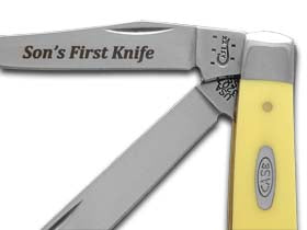 W.R. Case XX Knives Son's First Yellow Delrin Mini Trapper Stainless Pocket Knife CA-S/Y