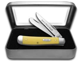 W.R. Case XX Knives Son's First Yellow Delrin Mini Trapper Stainless Pocket Knife CA-S/Y