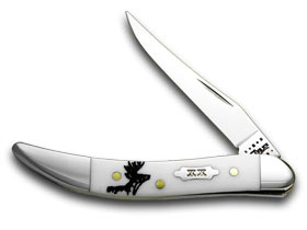 W.R. Case XX Knives White Delrin Deer Scene Toothpick Peanut Set 1/500 Pocket Knife Set WD-DS/P/T