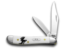 W.R. Case XX Knives White Delrin Deer Scene Toothpick Peanut Set 1/500 Pocket Knife Set WD-DS/P/T