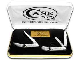 W.R. Case XX Knives White Delrin Deer Scene Toothpick Peanut Set 1/500 Pocket Knife Set WD-DS/P/T