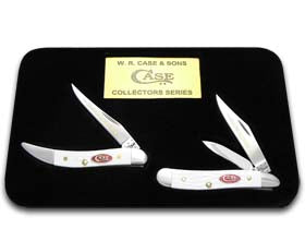 W.R. Case XX Knives Grandfather Granddaughter Jigged White Delrin Peanut & Toothpick 1/600 Stainless JWD-GF&GD
