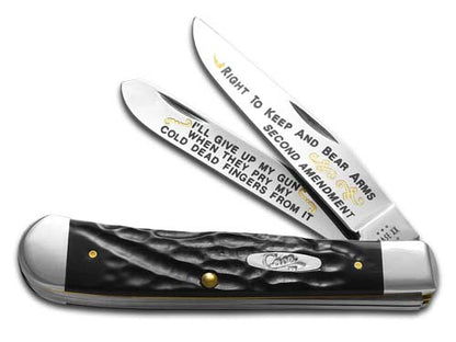 W.R. Case XX Knives Trapper Right to Keep and Bear Arms Black Delrin Stainless Pocket Knife RBK-RTBA
