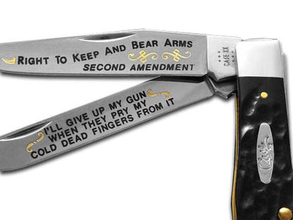 W.R. Case XX Knives Trapper Right to Keep and Bear Arms Black Delrin Stainless Pocket Knife RBK-RTBA