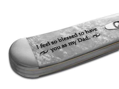W.R. Case XX Knives Worlds Greatest Dad White Pearl Corelon Russlock Stainless Pocket Knife HPR-WGD