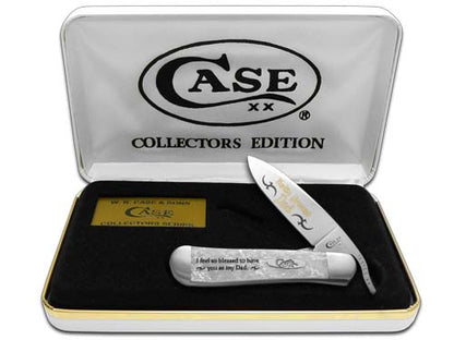 W.R. Case XX Knives Worlds Greatest Dad White Pearl Corelon Russlock Stainless Pocket Knife HPR-WGD