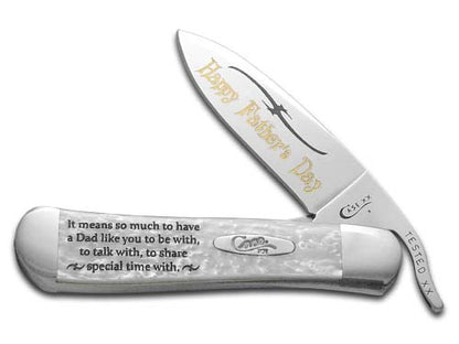 W.R. Case XX Knives Happy Fathers Day White Pearl Corelon Russlock Stainless Pocket Knife HPR-HFD