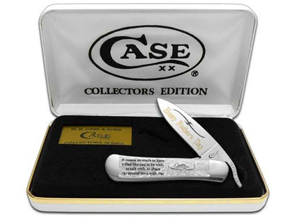 W.R. Case XX Knives Happy Fathers Day White Pearl Corelon Russlock Stainless Pocket Knife HPR-HFD
