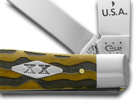 W.R. Case XX Knives U.S. Flag Antique Bone Trapper Etched Stainless 1/500 Pocket Knife ANT-FLAG