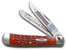 W.R. Case XX Knives American Firefighter Red Bone Trapper 1/3000 Stainless Pocket Knife CAT-AFF