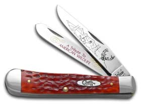 W.R. Case XX Knives American Wildlife Tribute Red Bone Trapper Stainless Pocket Knife CAT-107RPB