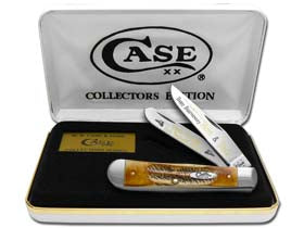 W.R. Case XX Knives 6.5 Happy Anniversary Mom & Dad Bone Stag Trapper 1/999 Stainless Pocket Knife 6.5-HAMD