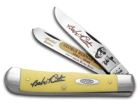 W.R. Case XX Knives Babe Ruth Yellow Delrin Trapper Stainless Pocket Knife CAT-17Y