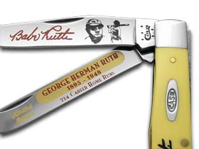 W.R. Case XX Knives Babe Ruth Yellow Delrin Trapper Stainless Pocket Knife CAT-17Y