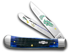 W.R. Case XX Knives Bass Fever 1/500 Blue Trapper Pocket Knife BB-BASS