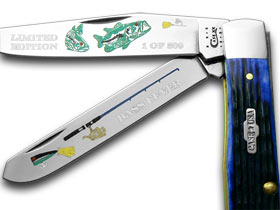 W.R. Case XX Knives Bass Fever 1/500 Blue Trapper Pocket Knife BB-BASS