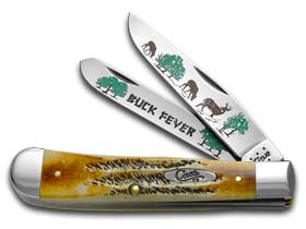 W.R. Case XX Knives Buck Fever 6.5 BoneStag Trapper 1/600 Stainless Pocket Knife 6.5-DEER